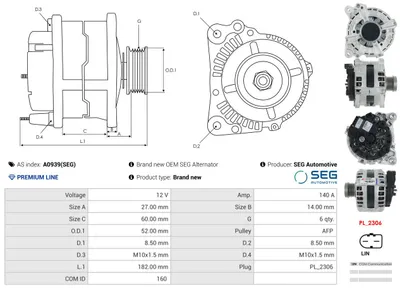 Alternador Audi A1 Sportback · Audi Q3 · Audi A3