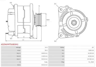 Alternador Citroën C4 AIRCROSS · Mitsubishi LANCER VIII · Mitsubishi LANCER VIII Sportback