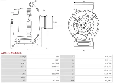 Alternador AS-PL A5331(MITSUBISHI)
