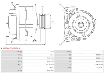 Alternador AS-PL A5368(MITSUBISHI)