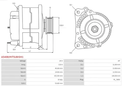 Alternador AS-PL A5408(MITSUBISHI)