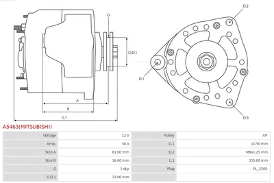 Alternador AS-PL A5463(MITSUBISHI)