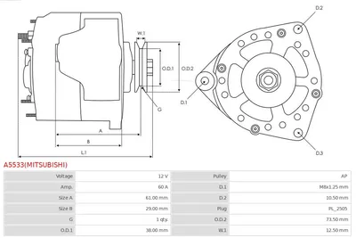 Alternador AS-PL A5533(MITSUBISHI)