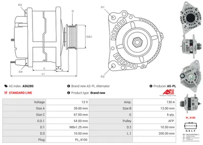 Alternador Fiat FULLBACK Pickup · Mitsubishi L200 / TRITON · Mitsubishi PAJERO SPORT III