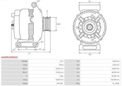 Alternador Chrysler SEBRING Convertible · Chrysler SEBRING · Dodge CALIBER