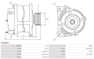 Alternador Ford FIESTA V · Ford FUSION · Ford FOCUS C-MAX