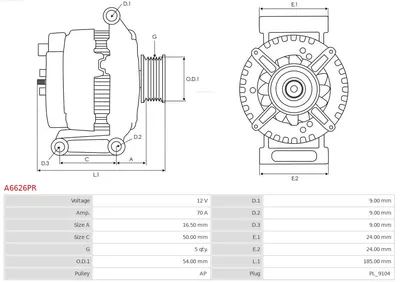 Alternador Alfa Romeo MITO · Citroën C4 I · Fiat PALIO