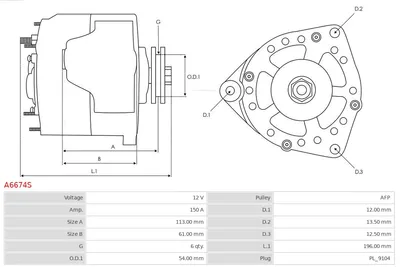 Alternador Alfa Romeo GIULIETTA · Alfa Romeo GIULIETTA Hatchback Van · Fiat DUCATO Bus