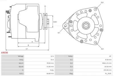 Alternador Opel KADETT D · Opel KADETT E · Opel KADETT E Estate