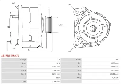 Alternador AS-PL A9155(LETRIKA)