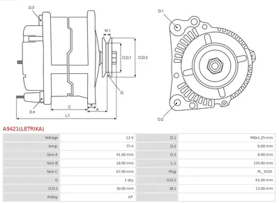 Alternador AS-PL A9421(LETRIKA)