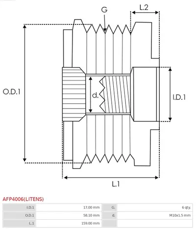 Rueda libre alternador AS-PL AFP4006(LITENS)