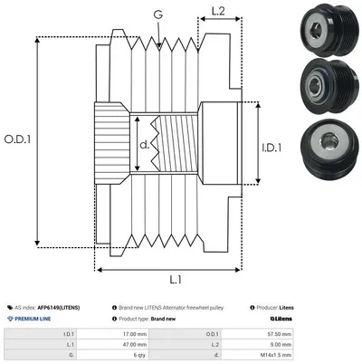 Rueda libre alternador AS-PL AFP6149(LITENS)