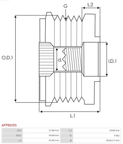 Rueda libre alternador Ford TOURNEO CUSTOM V362 Bus · Ford TRANSIT CUSTOM V362 Van · Ford TRANSIT CUSTOM V362 Bus