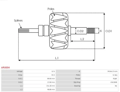 Rotor, alternador AS-PL AR0004