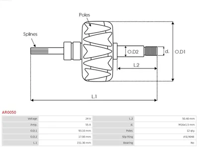 Rotor, alternador AS-PL AR0050