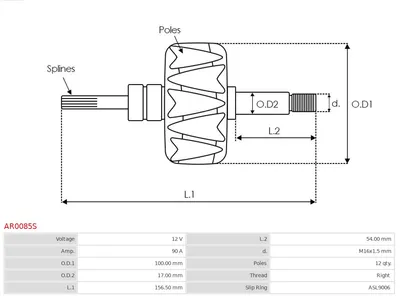 Rotor, alternador AS-PL AR0085S