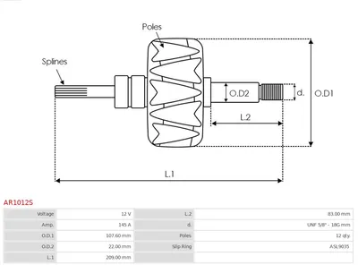 Rotor, alternador AS-PL AR1012S