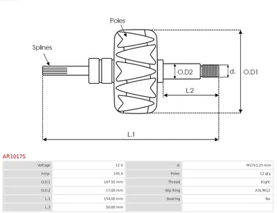 Rotor, alternador AS-PL AR1017S