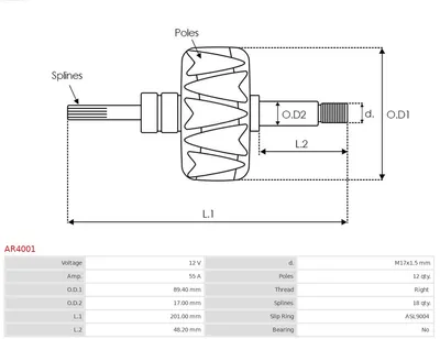 Rotor, alternador AS-PL AR4001
