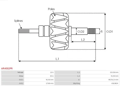 Rotor, alternador AS-PL AR4002PR