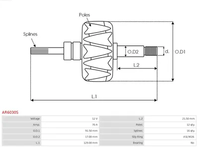 Rotor, alternador AS-PL AR6030S