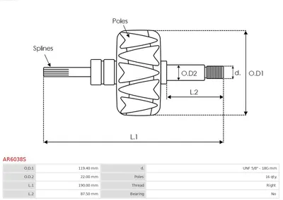 Rotor, alternador AS-PL AR6038S