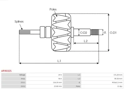 Rotor, alternador AS-PL AR9032S
