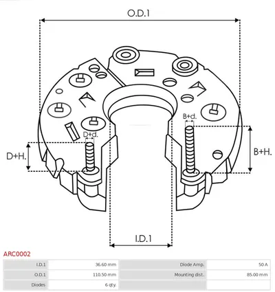 Rectificador, alternador AS-PL ARC0002
