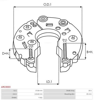 Rectificador, alternador AS-PL ARC0003
