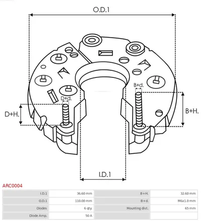 Rectificador, alternador AS-PL ARC0004