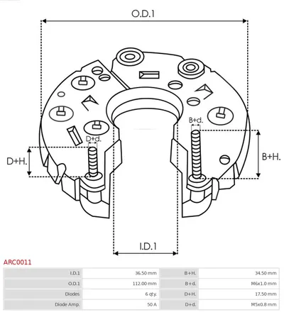 Rectificador, alternador AS-PL ARC0011