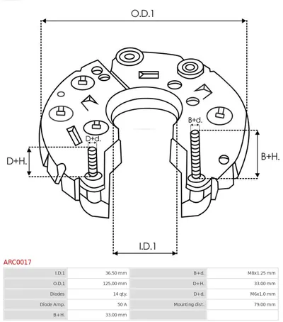 Rectificador, alternador AS-PL ARC0017