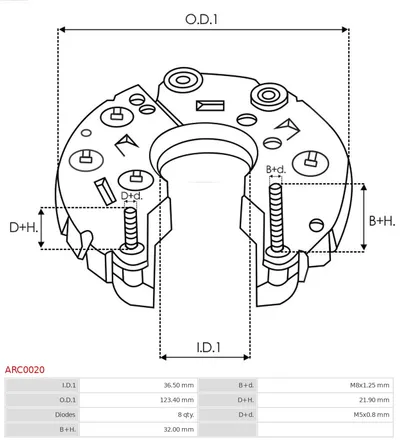 Rectificador, alternador AS-PL ARC0020