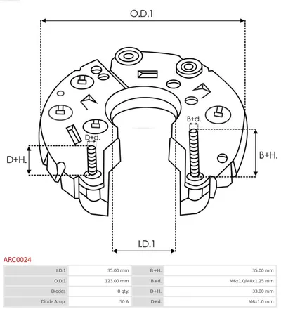 Rectificador, alternador AS-PL ARC0024
