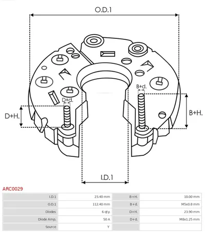 Rectificador, alternador AS-PL ARC0029