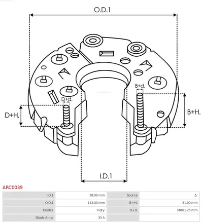 Rectificador, alternador AS-PL ARC0039