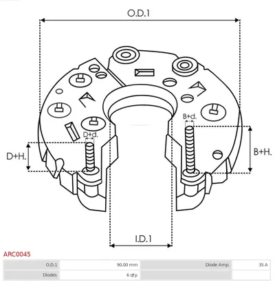 Rectificador, alternador AS-PL ARC0045