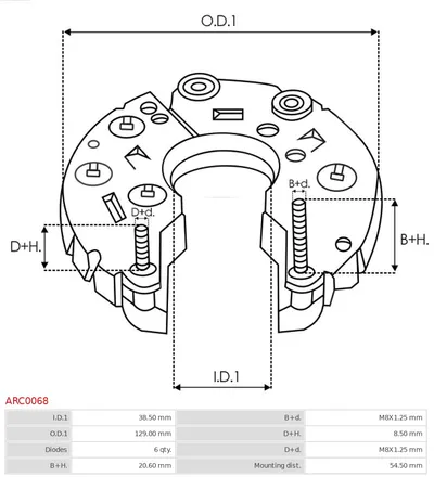 Rectificador, alternador AS-PL ARC0068