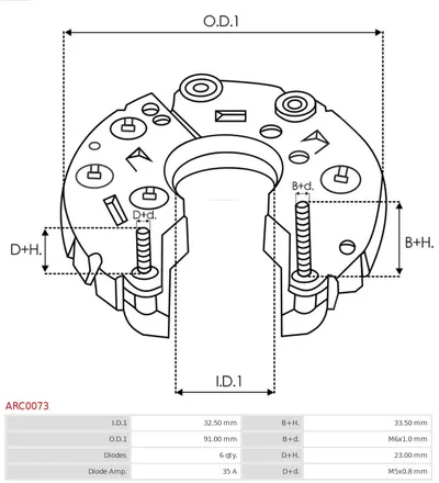 Rectificador, alternador AS-PL ARC0073