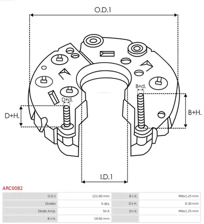 Rectificador, alternador AS-PL ARC0082