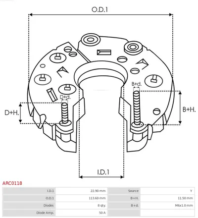 Rectificador, alternador AS-PL ARC0118