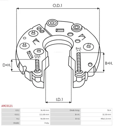 Rectificador, alternador AS-PL ARC0121