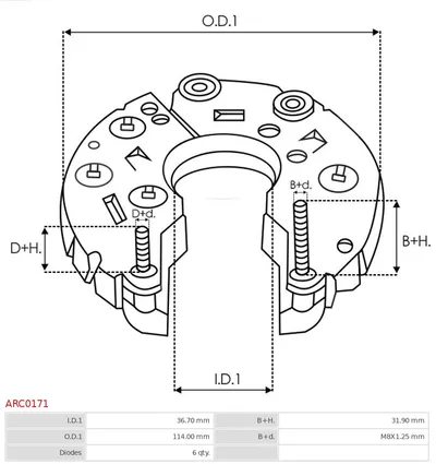 Rectificador, alternador AS-PL ARC0171