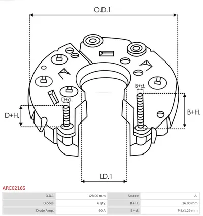 Rectificador, alternador AS-PL ARC0216S