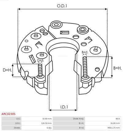 Rectificador, alternador AS-PL ARC0230S