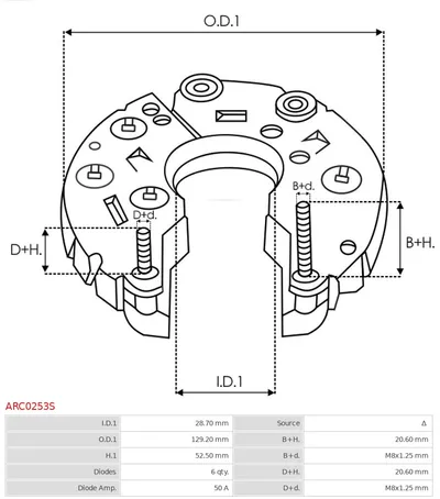 Rectificador, alternador AS-PL ARC0253S