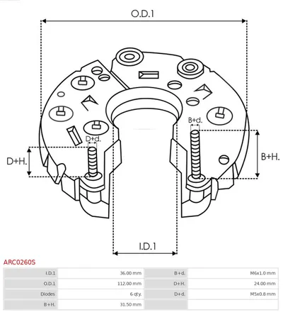 Rectificador, alternador AS-PL ARC0260S