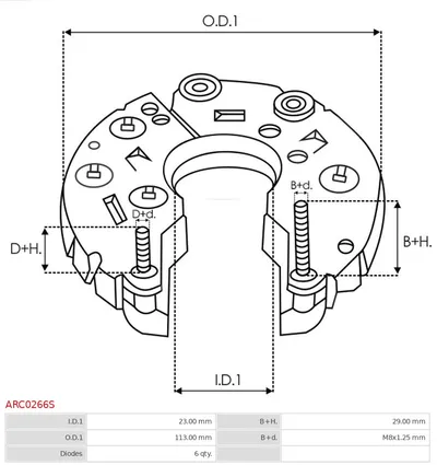 Rectificador, alternador AS-PL ARC0266S