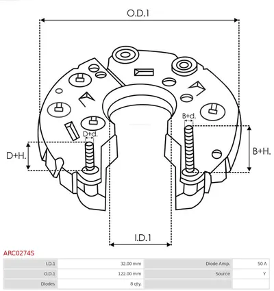Rectificador, alternador AS-PL ARC0274S